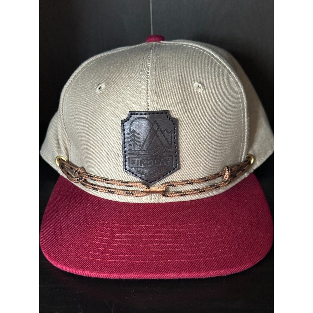 Findlay Rope Baseball Cap Snapback Hat Findlay Force Leather Patch Khaki Wine EX